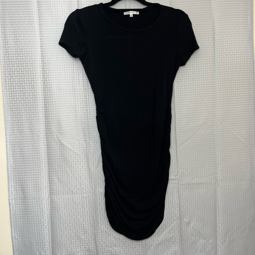 Ruched Black Bodycon T-Shirt Dress